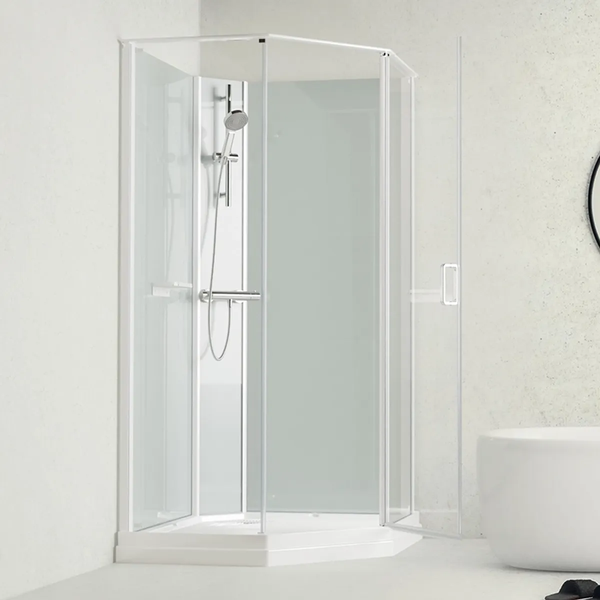 Badnor Nordica White lux 7-3 dusjkabinett 100x100cm m/dusjsett