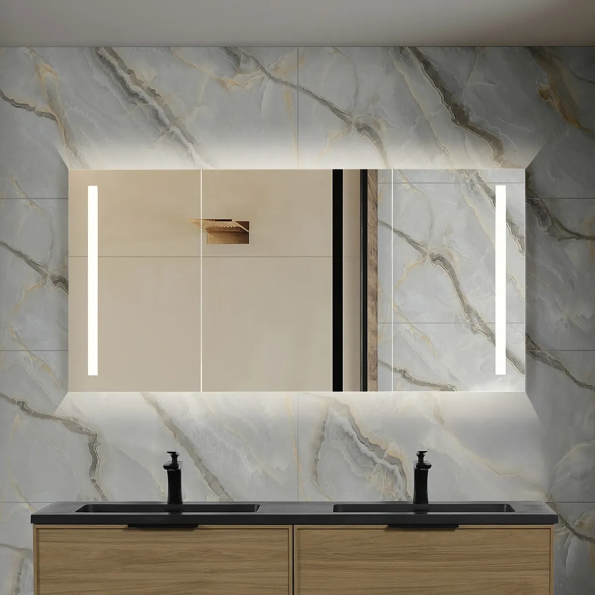 Badnor Melissa 150+40cm mbl.pk (98651) Leah speilskap m/lys