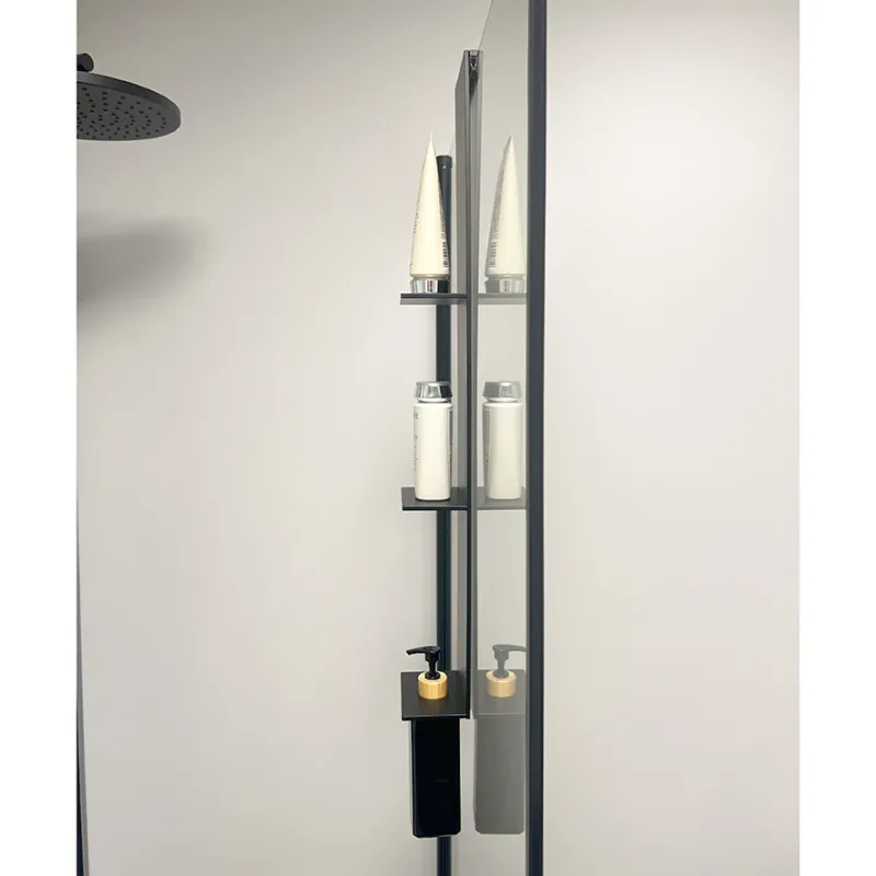 Badnor Shape dusjhylle, 755x120x100mm - MATT SORT aluminium