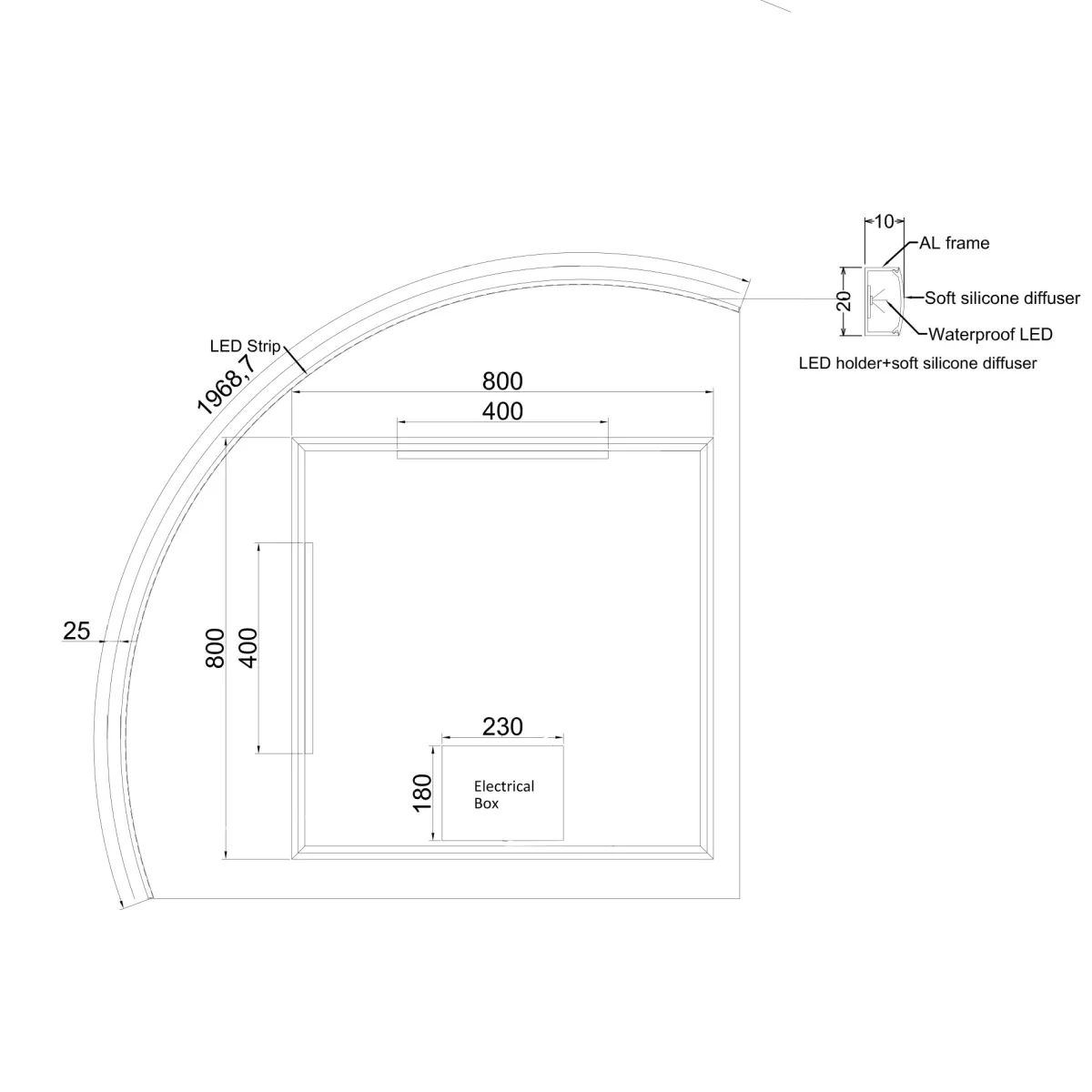 Badnor Maiken 120+40cm mbl.pk (9618) Sara speil m/lys
