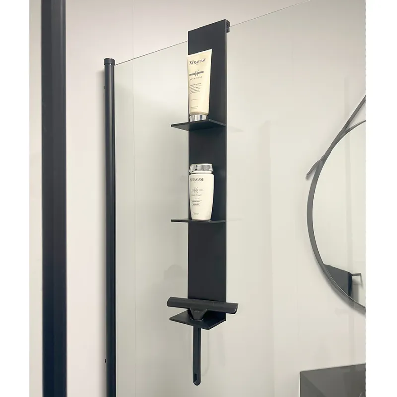 Badnor Shape dusjhylle, 755x120x100mm - MATT SORT aluminium