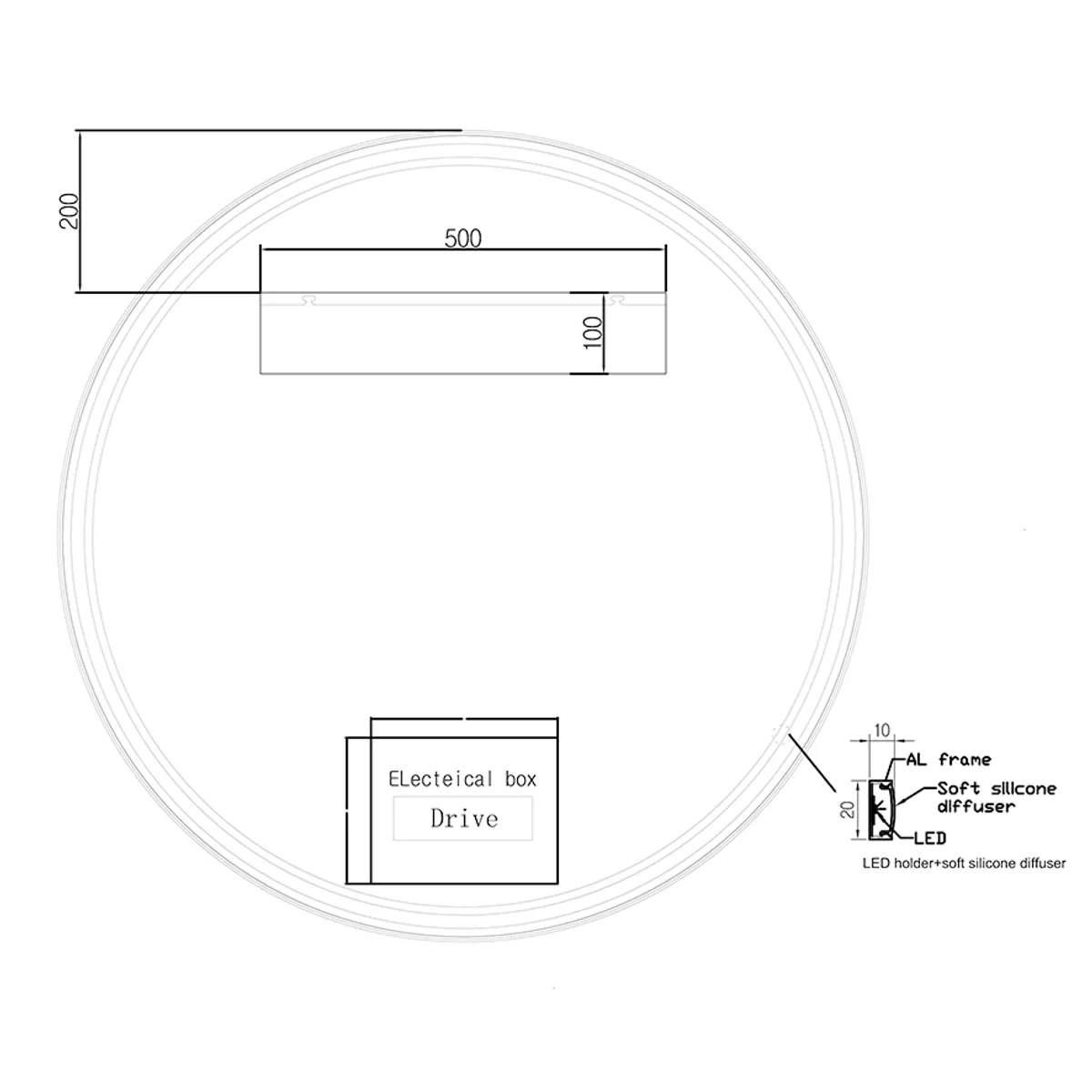 Badnor Maiken 100cm mbl.pk (9509) Leon speilskap m/lys