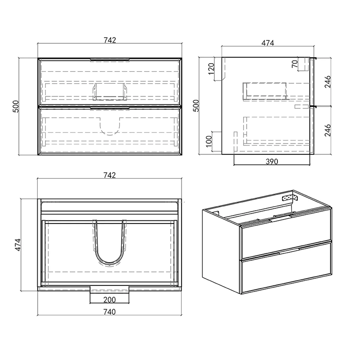 Badnor Melissa 75+40cm mbl.pk (97211) Leon speilskap m/lys
