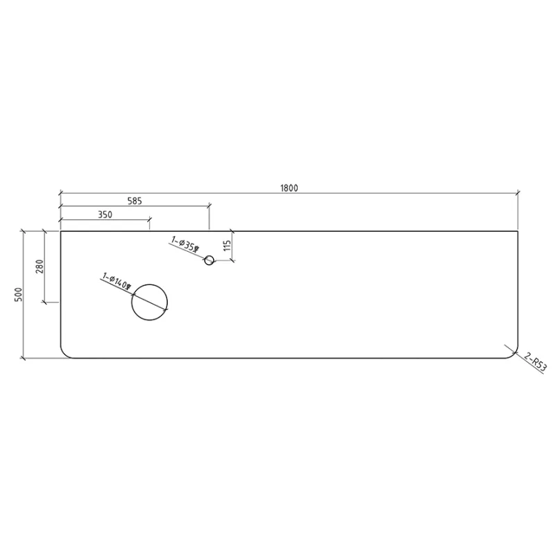 Badnor Mabelle 180cm servantskap m/silkestein topplate (VENSTRE) 