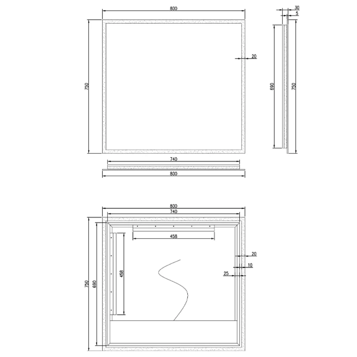 Badnor Lotte baderomsspeil (75x80cm) med LED-belysning