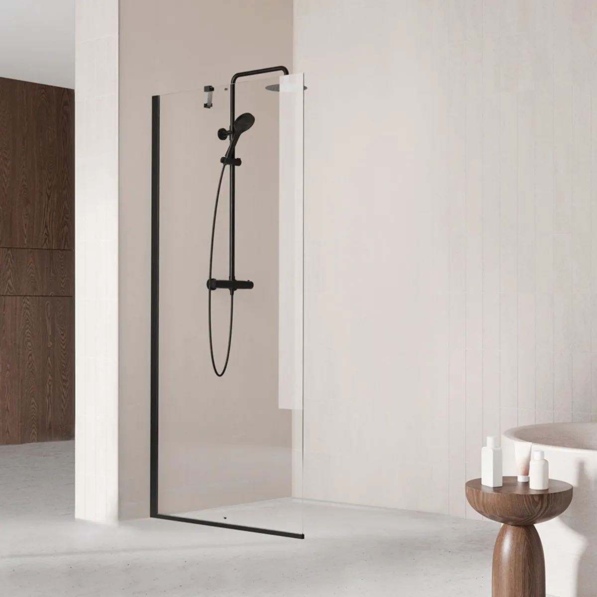 Badnor Grays/ Clifford dusjvegg/ fastfelt - 90cm - MATT SORT