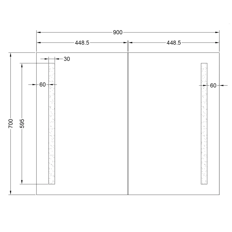 Badnor Leah speilskap (90cm), sort, m/stikkontakt og LED-lys