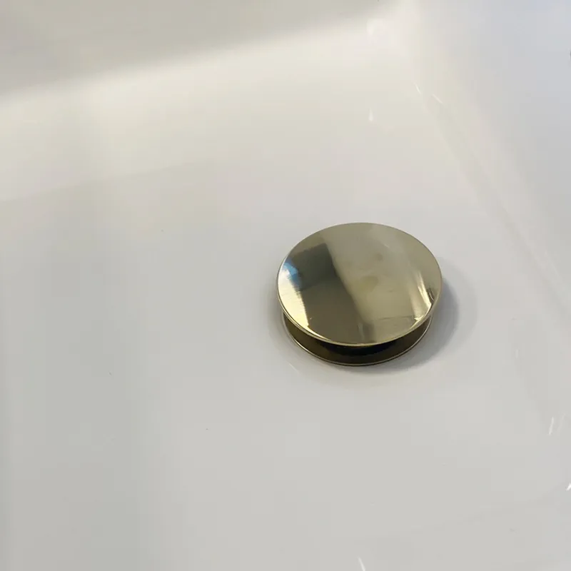 Push- up/ klikkventil MED overløp, BØRSTET GULL, RUND 1 1/4