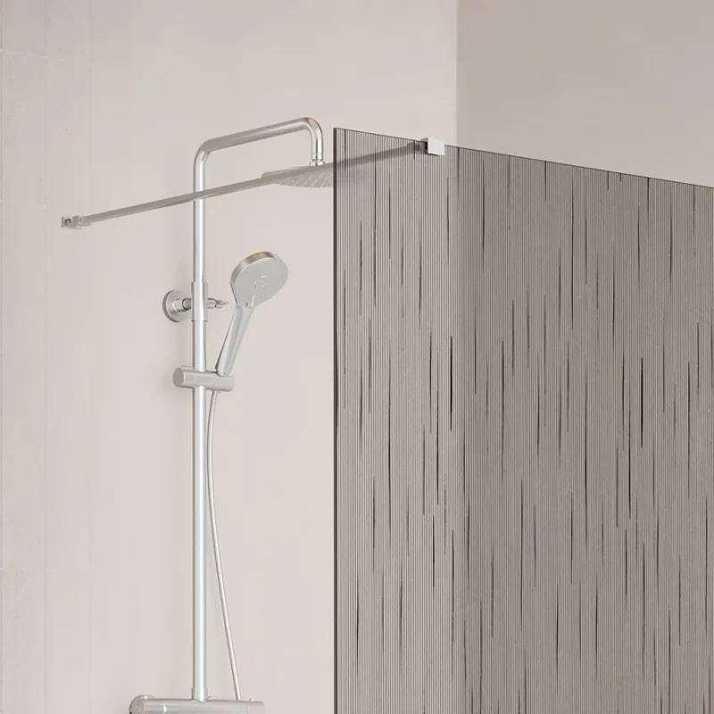 Badnor Shildon dusjvegg/walk-in hjørne - KROM - TINTED HARMONY glassfelt - 110cm