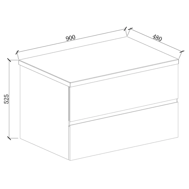 Badnor Melanie HVIT 90cm servantskap m/SORT benkeplate