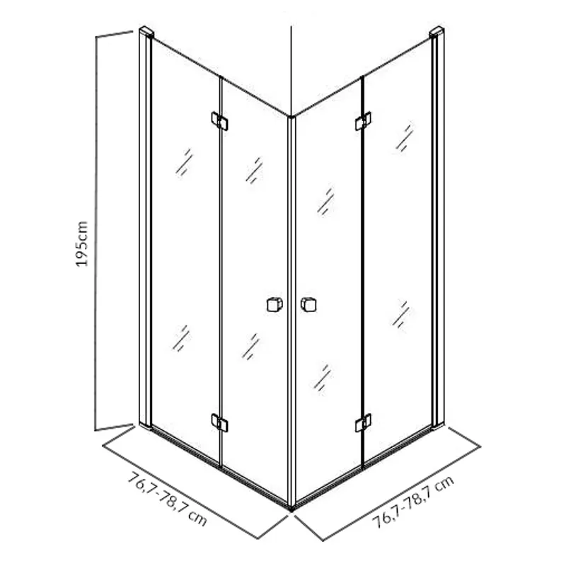 Pyxis dusjhjørne foldedører 80x80cm, matt sort