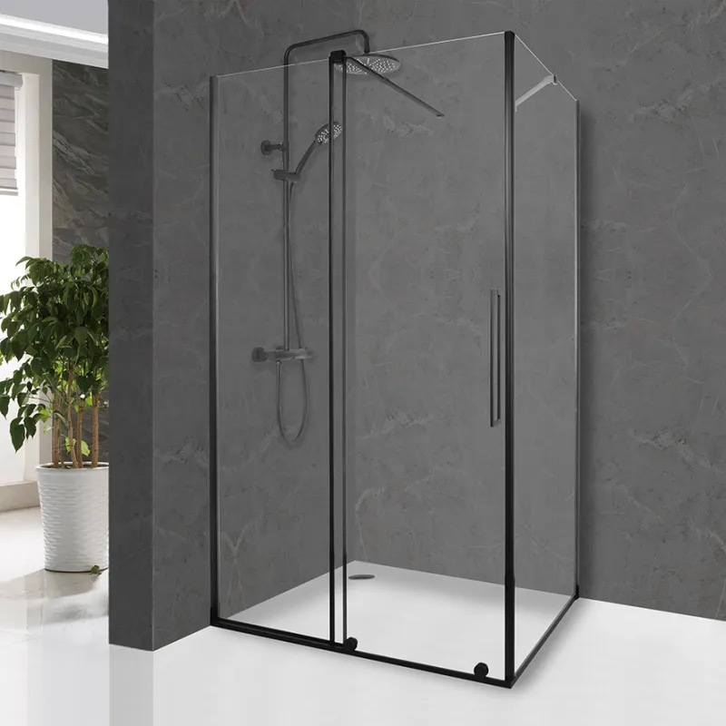 Badnor Køhler ll Dusjhjørne m/skyvedør 122-142x115cm - matt sort