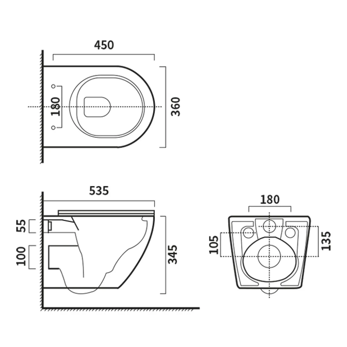 Toalettpakke: Badnor Brindisi / Grohe Rapid SL m/krom betj. plat