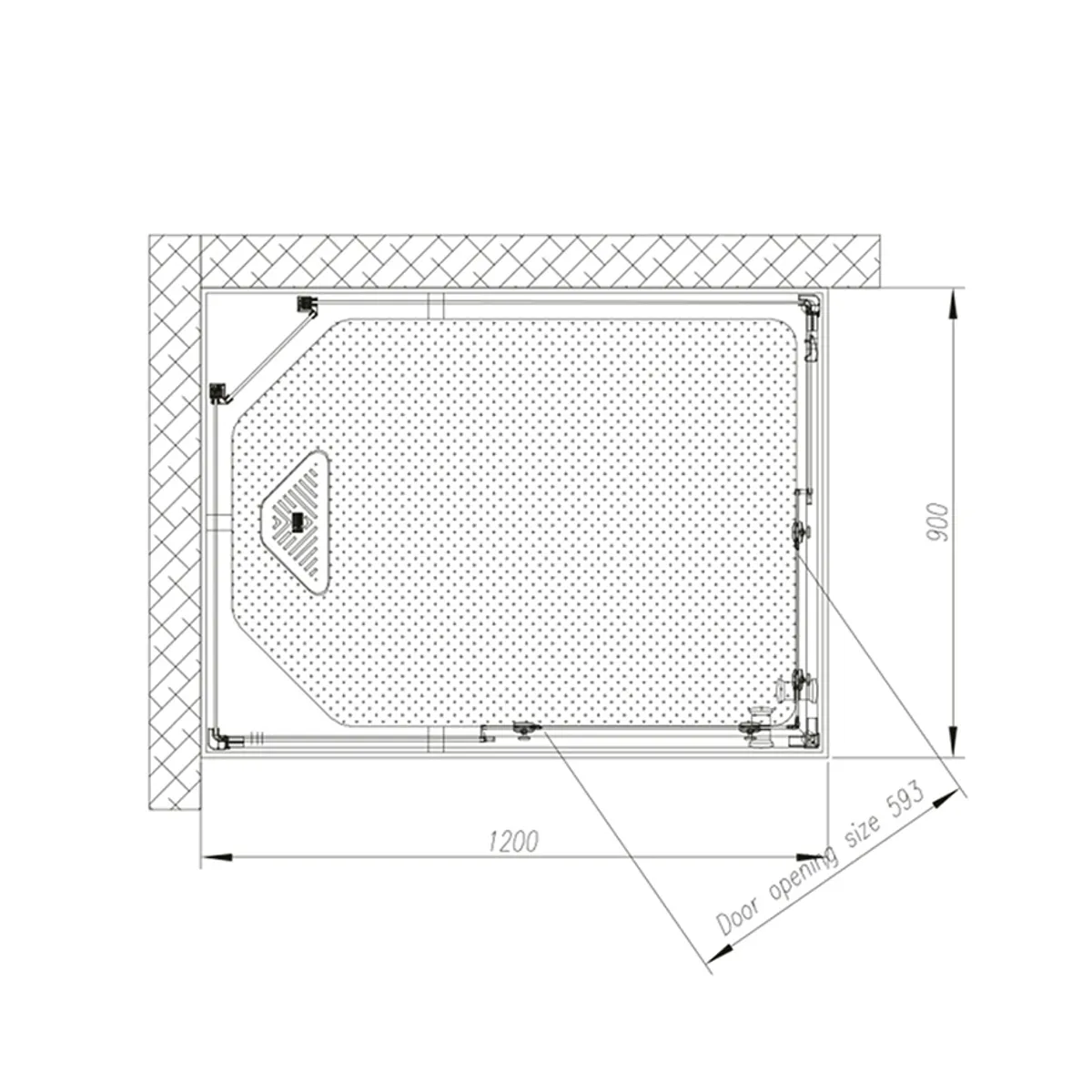 Badnor Scandia Black lux 8-3 dusjkabinett 120x90cm m/dusjsett