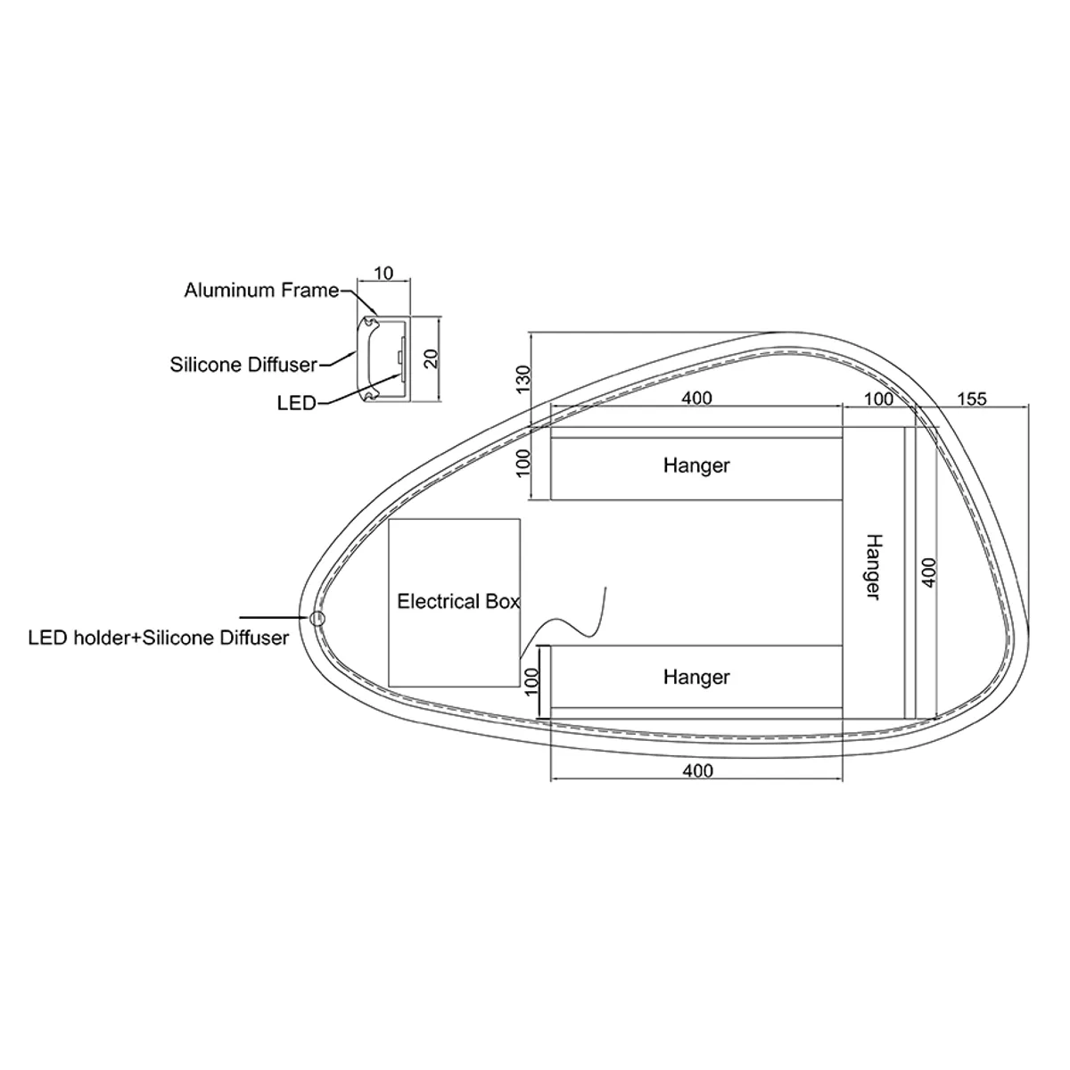 Badnor Maiken 100cm mbl.pk (9507) Sandy speil m/lys