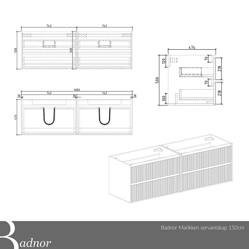 Badnor Marikken 150cm mbl.pk. (2441) Sissel speil
