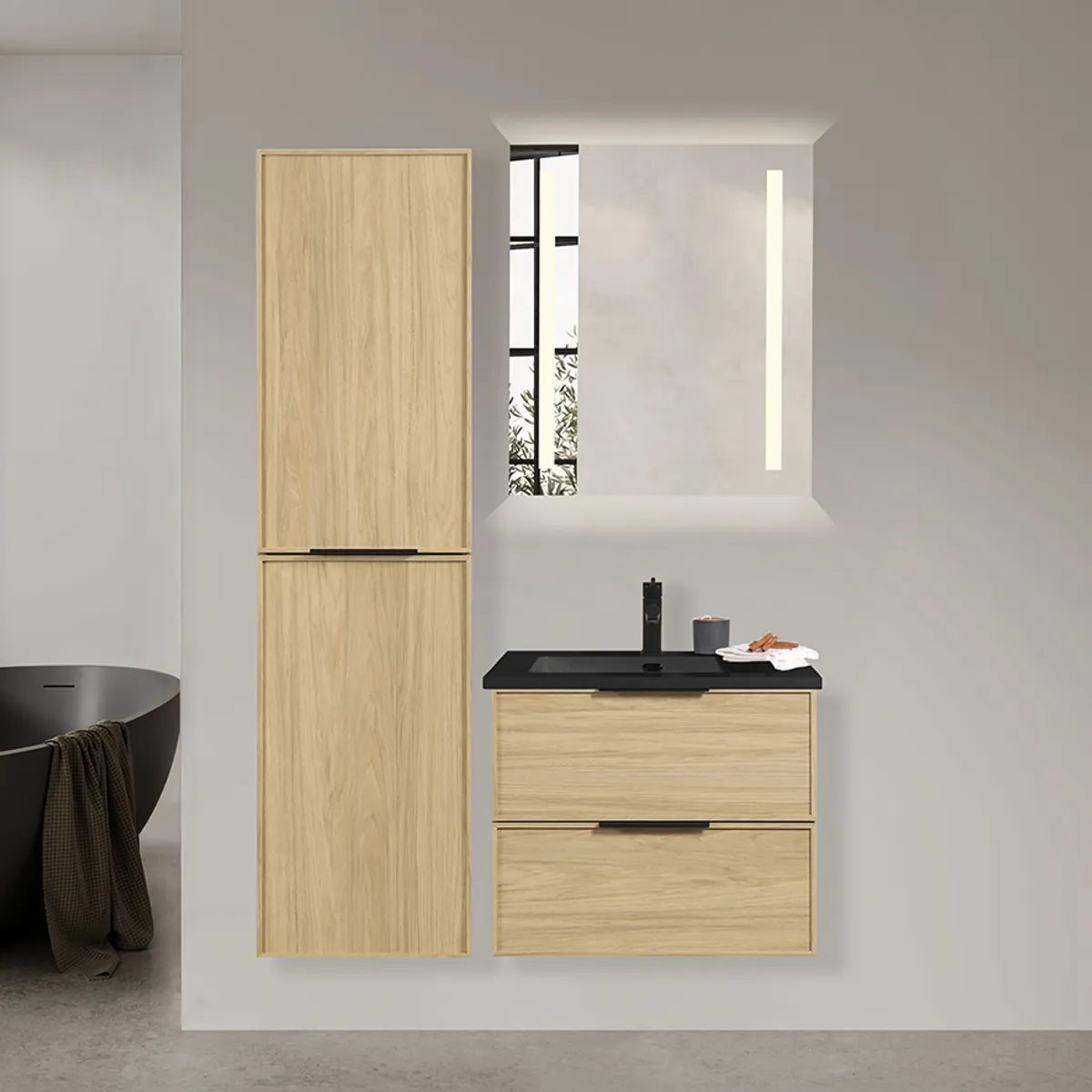 Badnor Melissa 60+40cm mbl.pk (98141) Leah speilskap m/lys