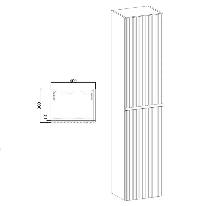 Badnor Merethe 40cm høyskap/sideskap m/spile-front HVIT MATT