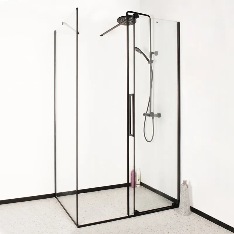 Badnor Køhler ll Dusjhjørne m/skyvedør 162-182x90cm - matt sort