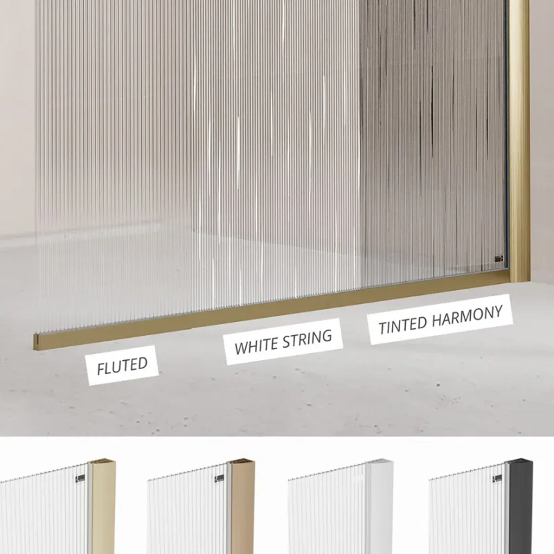 Badnor Shildon dusjvegg/walk-in hjørne - MATT SORT - FLUTED glassfelt - 125cm