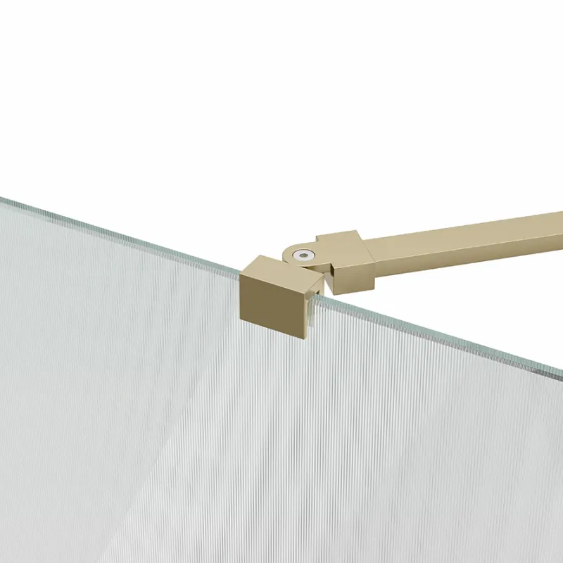 Badnor Shildon dusjvegg/walk-in hjørne - BØRSTET GULL - FLUTED glassfelt - 125cm