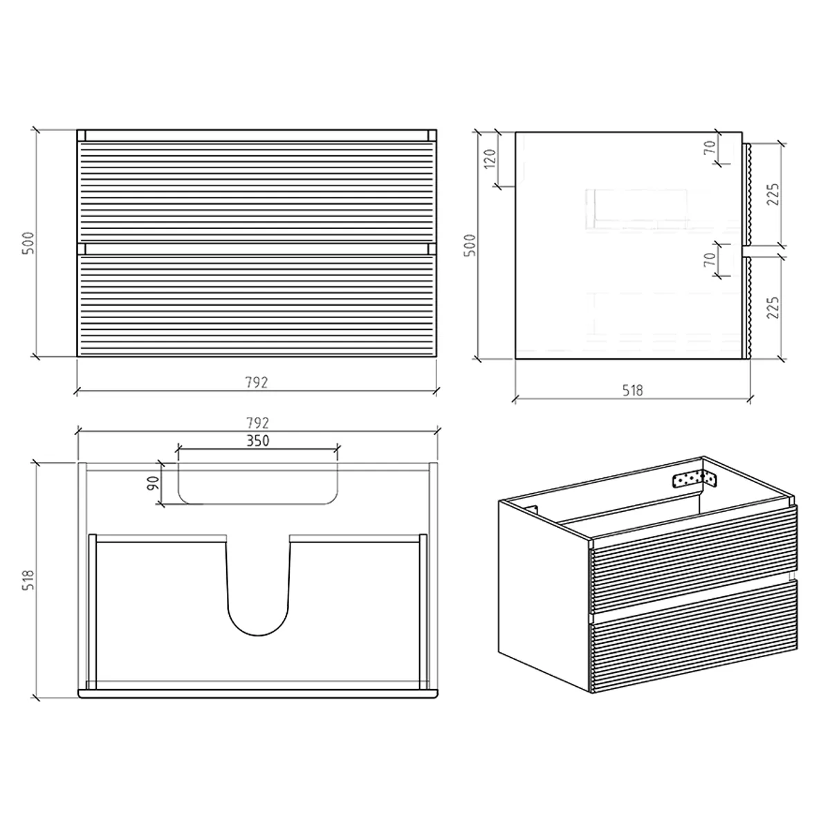 Badnor Maiken 80+40cm mbl.pk. (9418) Lilly speilskap m/lys