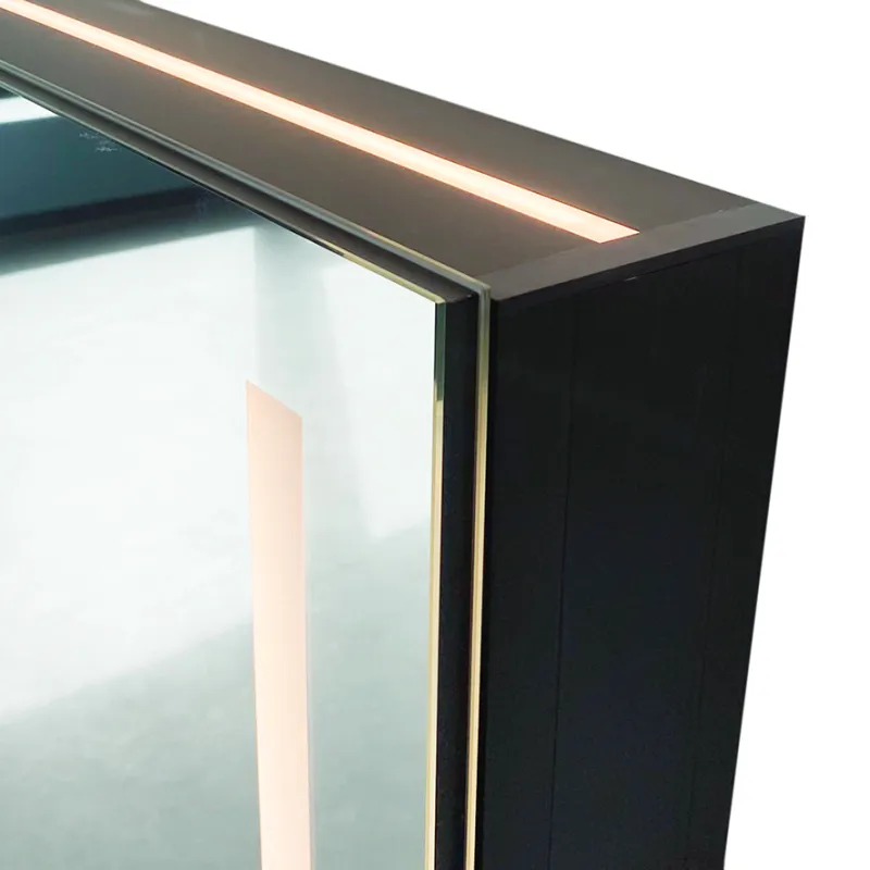 Badnor Leah speilskap (144cm), sort, m/stikkontakt og LED-lys