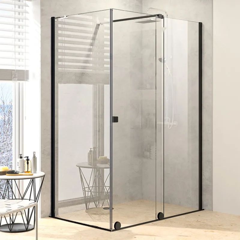 PureDay Walk-in 180-200x80/90/100cm med skyvedør (sort matt)