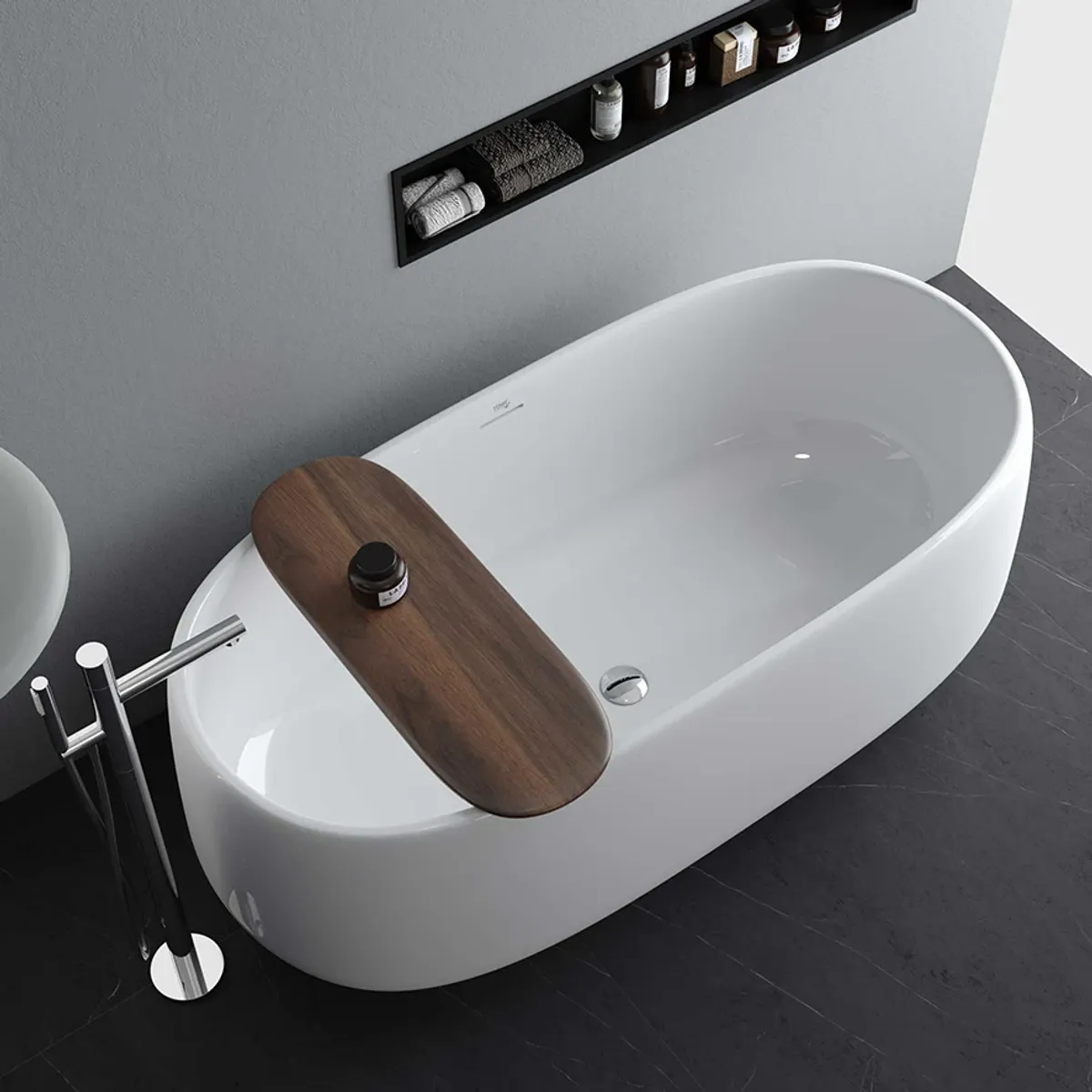 Badnor Coral designbadekar 175cm, HVIT (inkl. avløpssett)