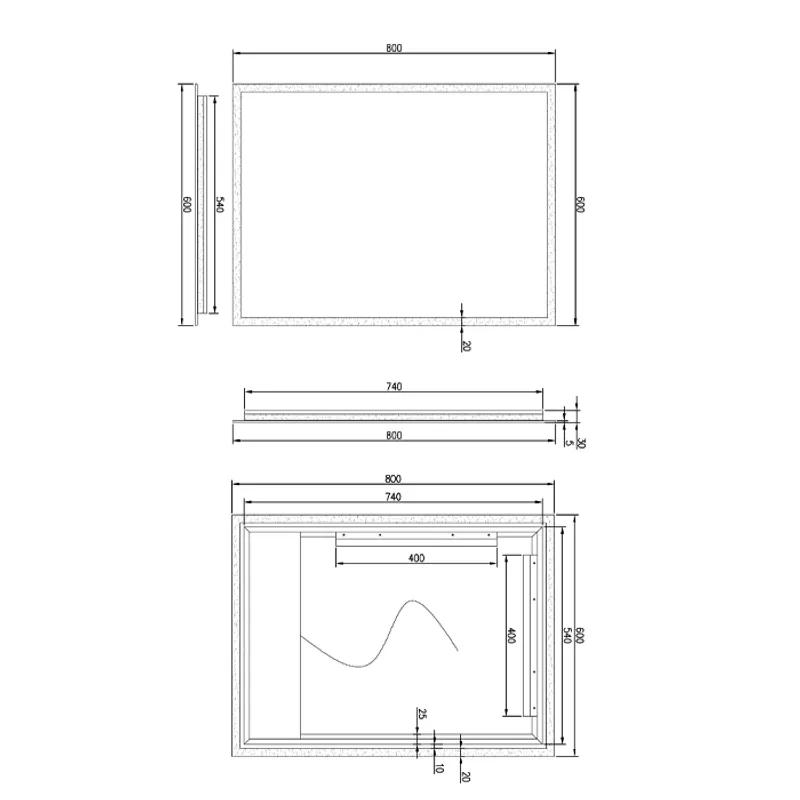 Badnor Lotte baderomsspeil (80x60cm) med LED-belysning