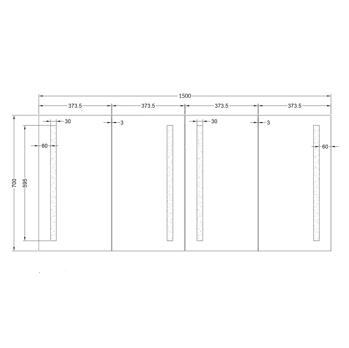 Badnor Lilly speilskap (150cm), hvit, m/LED-lys og stikkontakt