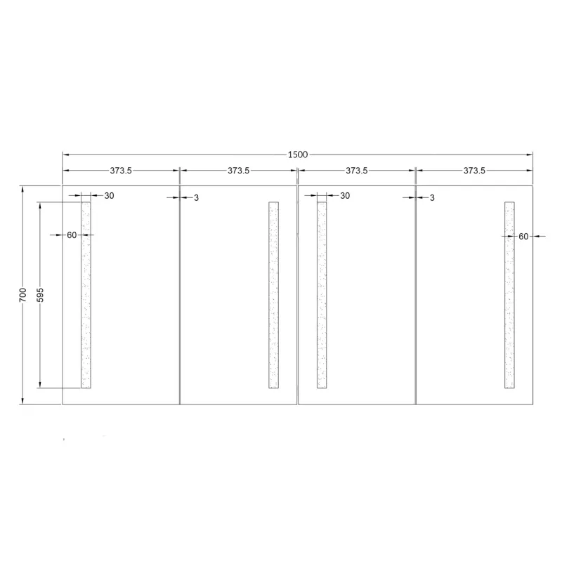 Badnor Lilly speilskap (150cm), hvit, m/LED-lys og stikkontakt