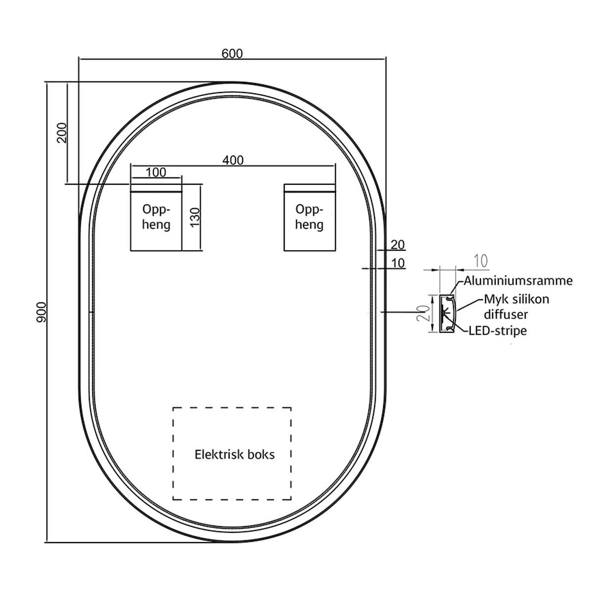 Badnor Melissa 60+40cm mbl.pk (98121) Sandra speil m/glasshylle og lys