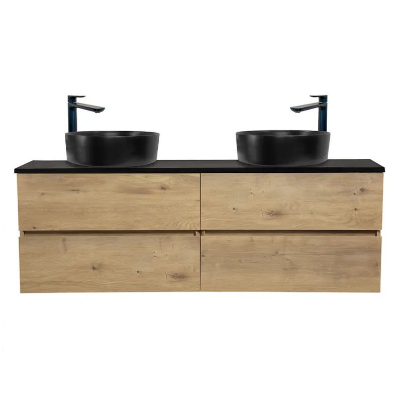 Badnor Mikala 150cm servantskap (dobbel) m/SORT benkeplate