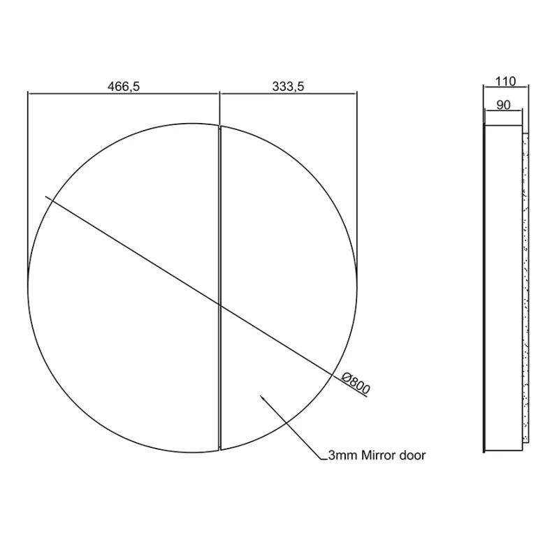 Badnor Melin 80cm mbl.pk. (5240) Live RUNDT SPEILSKAP