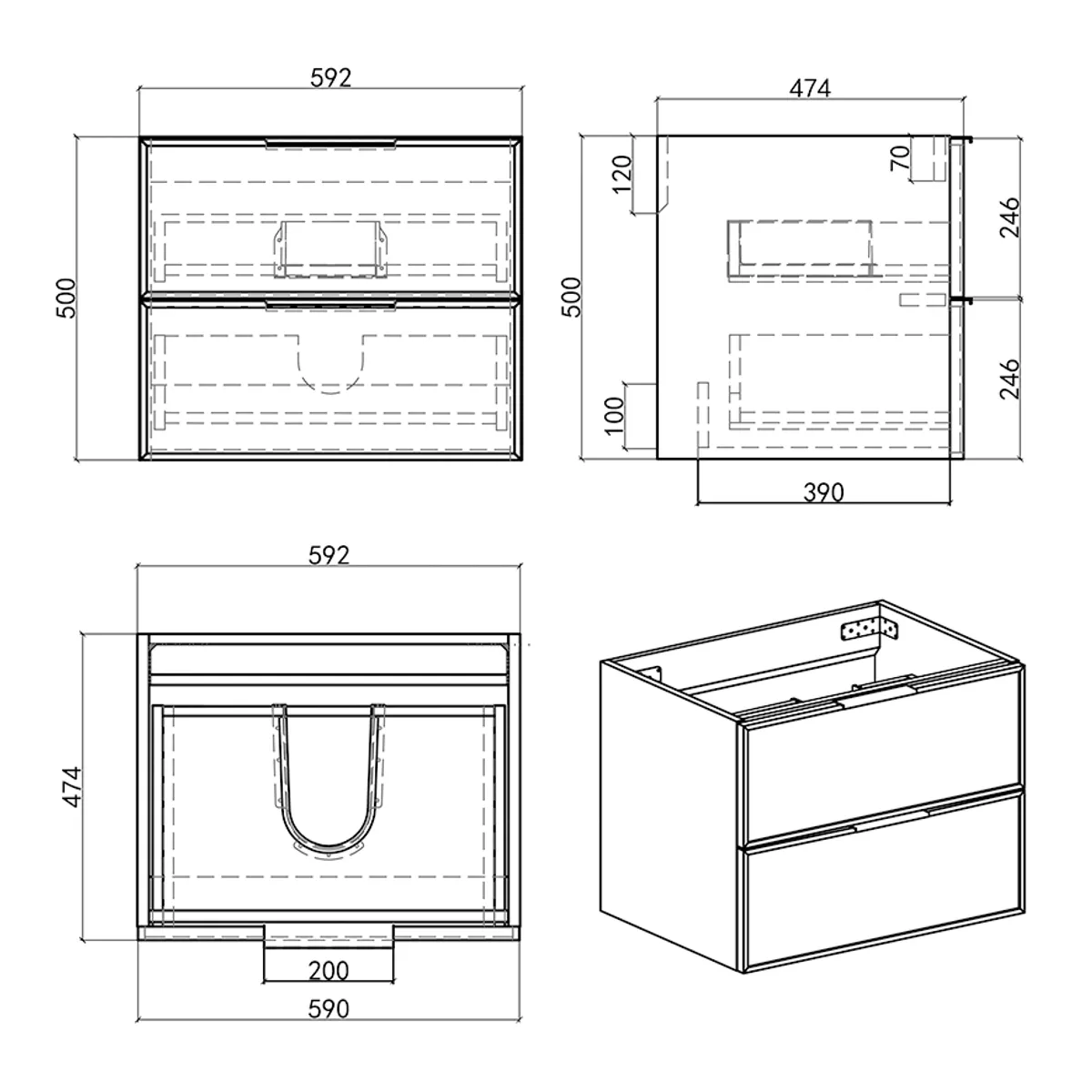 Badnor Melissa 60cm mbl.pk (98130) Live speilskap m/lys
