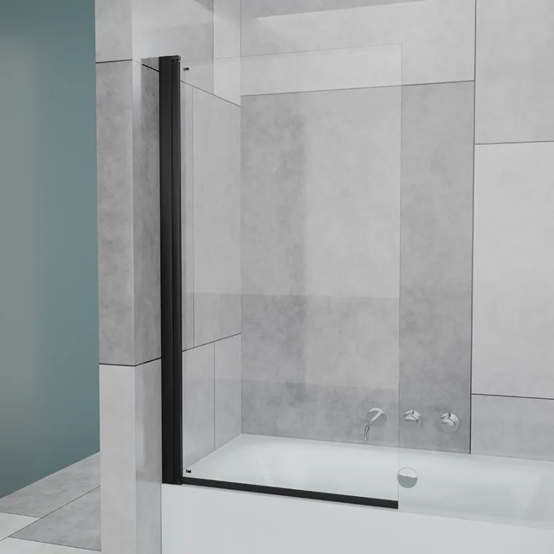 Badnor Grays badekarvegg (hengslet) 85x150mm MATT SORT - Venstre