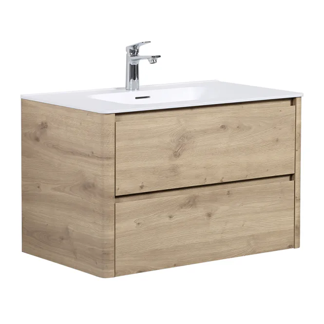 Hovedbilde Badnor Marlén 80cm servantskap i NORDIC OAK m/MATT HVIT servant