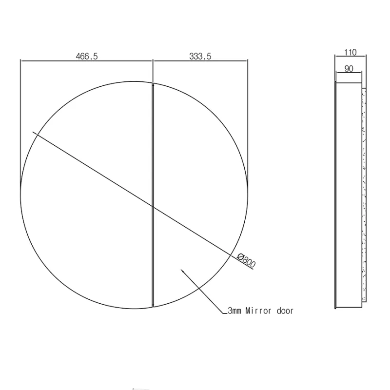 Badnor Mathea 90cm mbl.pk (9204) Leon RUNDT SPEILSKAP