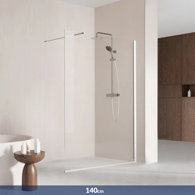 Badnor Sterling Straight ll dusjvegg, 1400x2000mm, KROM, 8mm