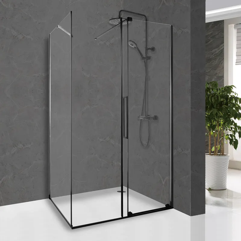 Badnor Køhler ll Dusjhjørne m/skyvedør 142-162x90cm - matt sort