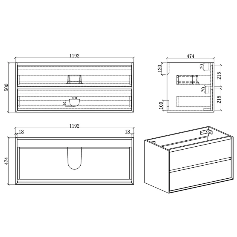 Badnor Martine 120cm enkel servant (6404) Sissel speil