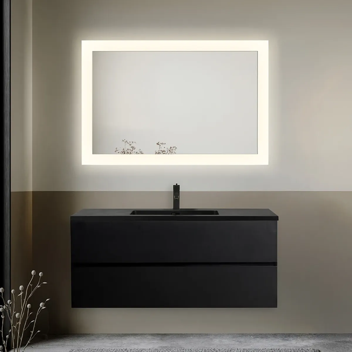 Badnor Melanie SORT 120cm - enkel sort servant (0301) Lone speil