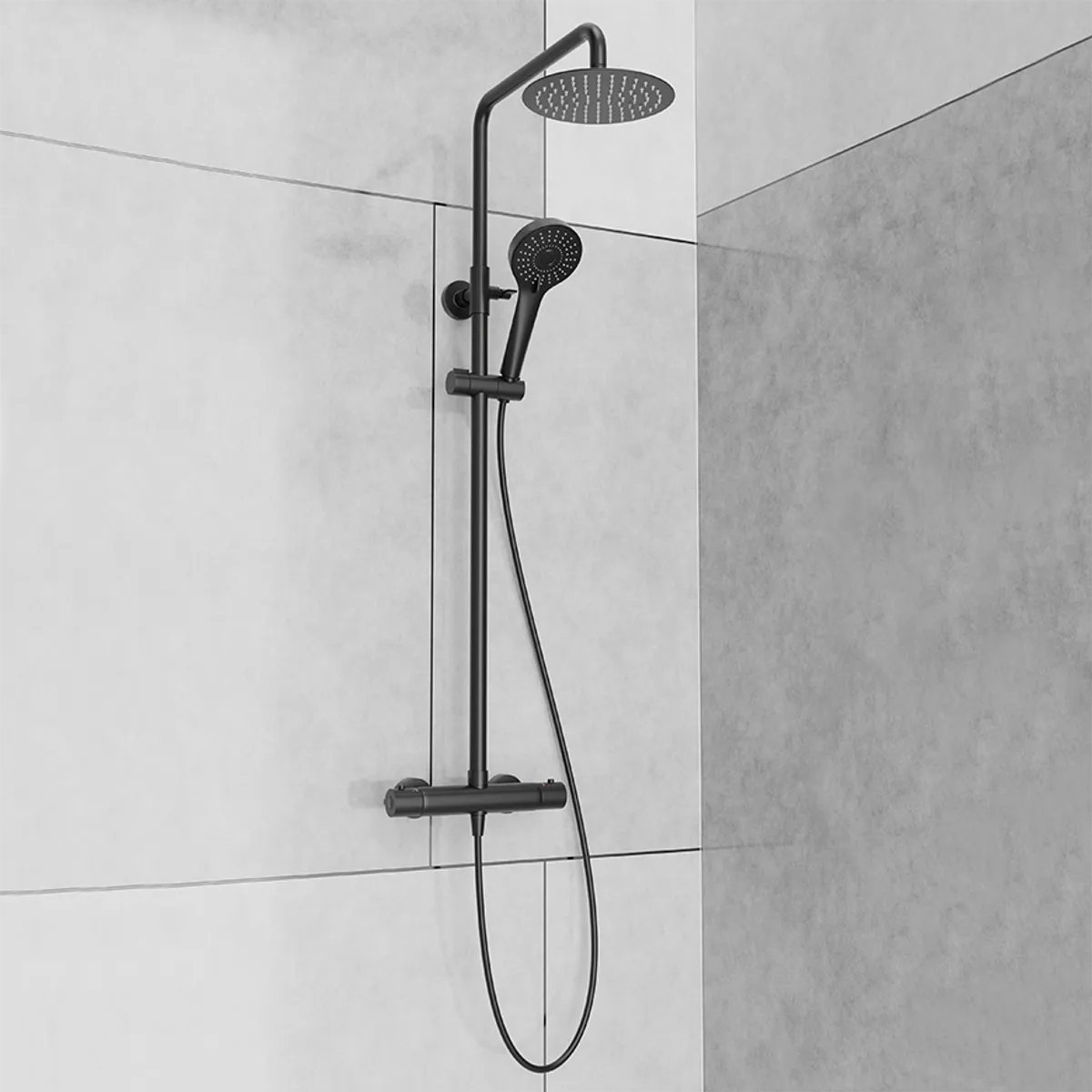 Badnor Scandia Black lux 7-3 dusjkabinett 100x100cm m/takdusjset