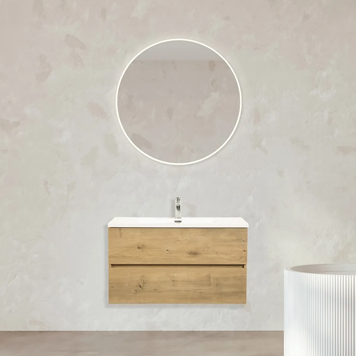 Badnor Mikala 90cm mbl.pk (8305) Lissie rundt speil m/lys