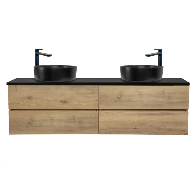 Hovedbilde Badnor Mikala 180cm servantskap (dobbel) m/SORT benkeplate