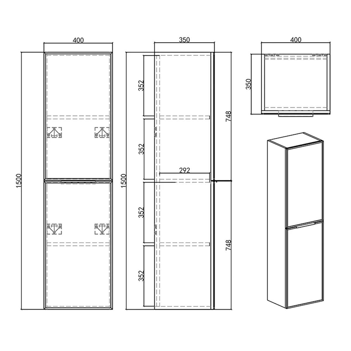 Badnor Melissa 120+40cm mbl.pk m/dobbel servant (98521) Leah speilskap m/lys