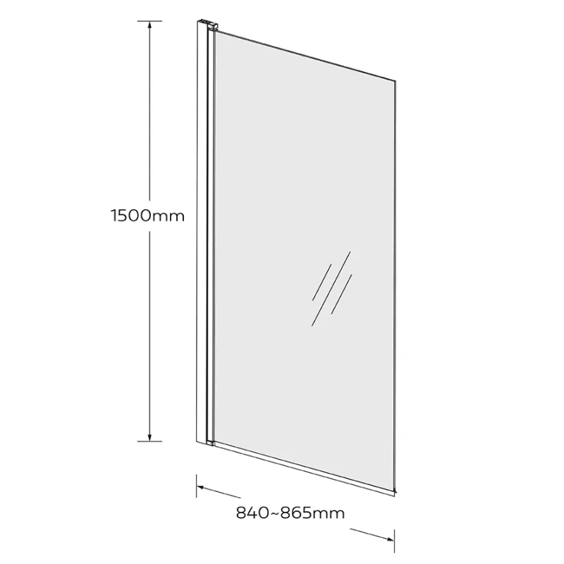 Badnor Grays badekarvegg (hengslet) 85x150mm MATT SORT - Venstre