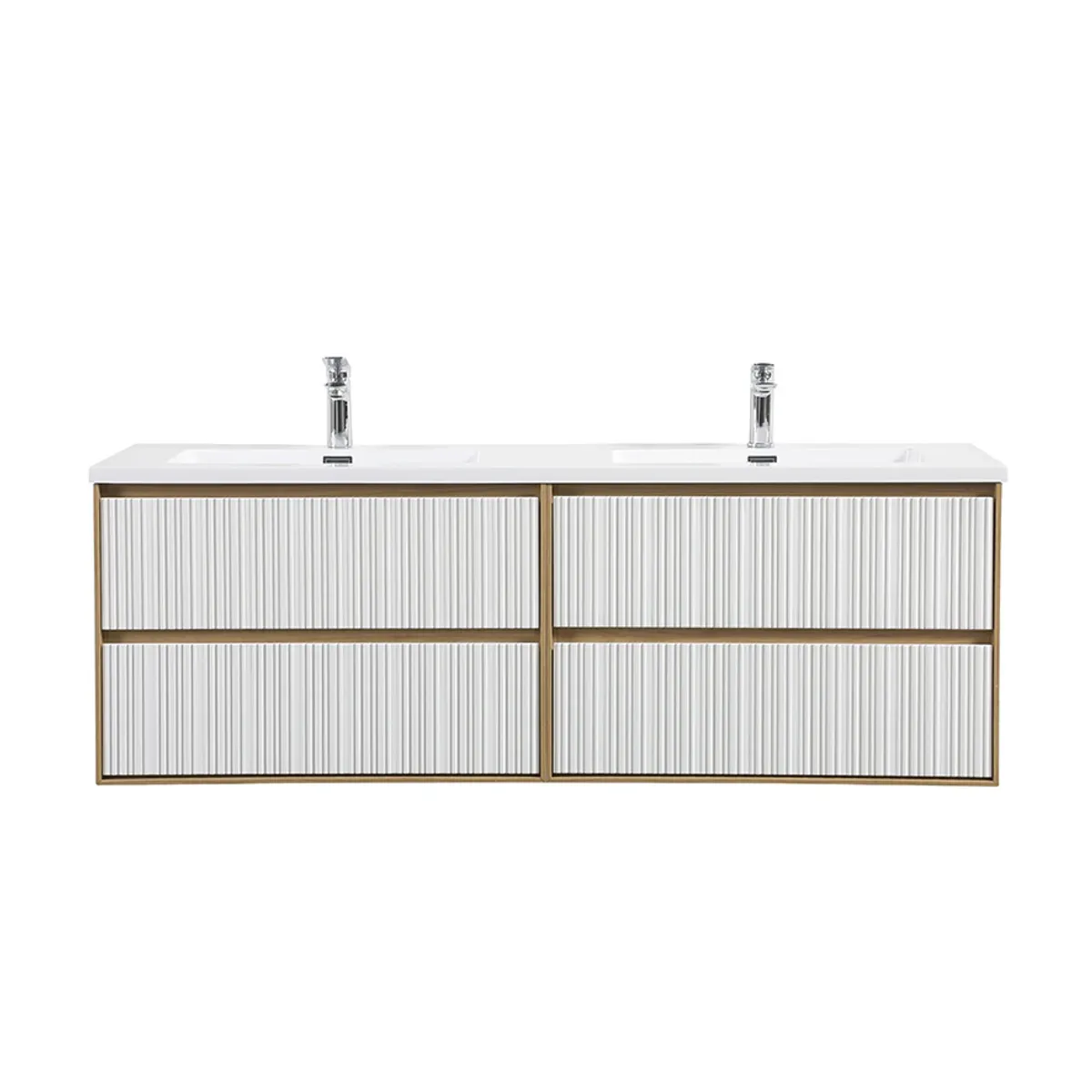 Badnor Marikken 150cm servantskap i LYS EIK/HVIT SPILE, m/hvit servant