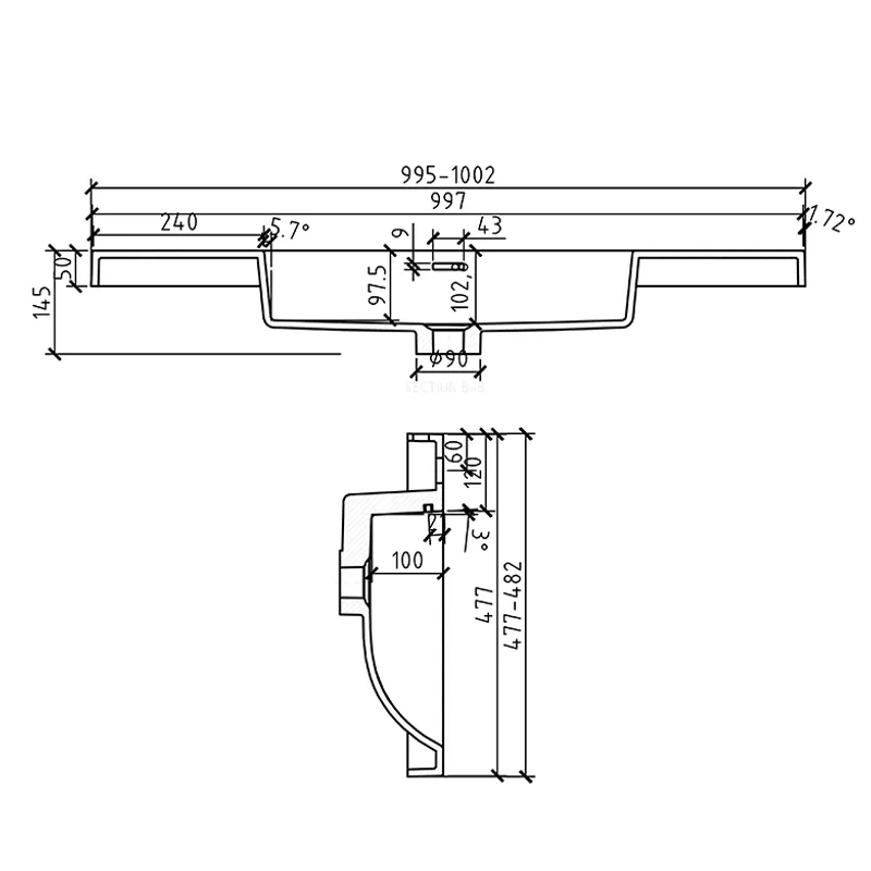 Badnor Melin/Malin 100cm hvit servant
